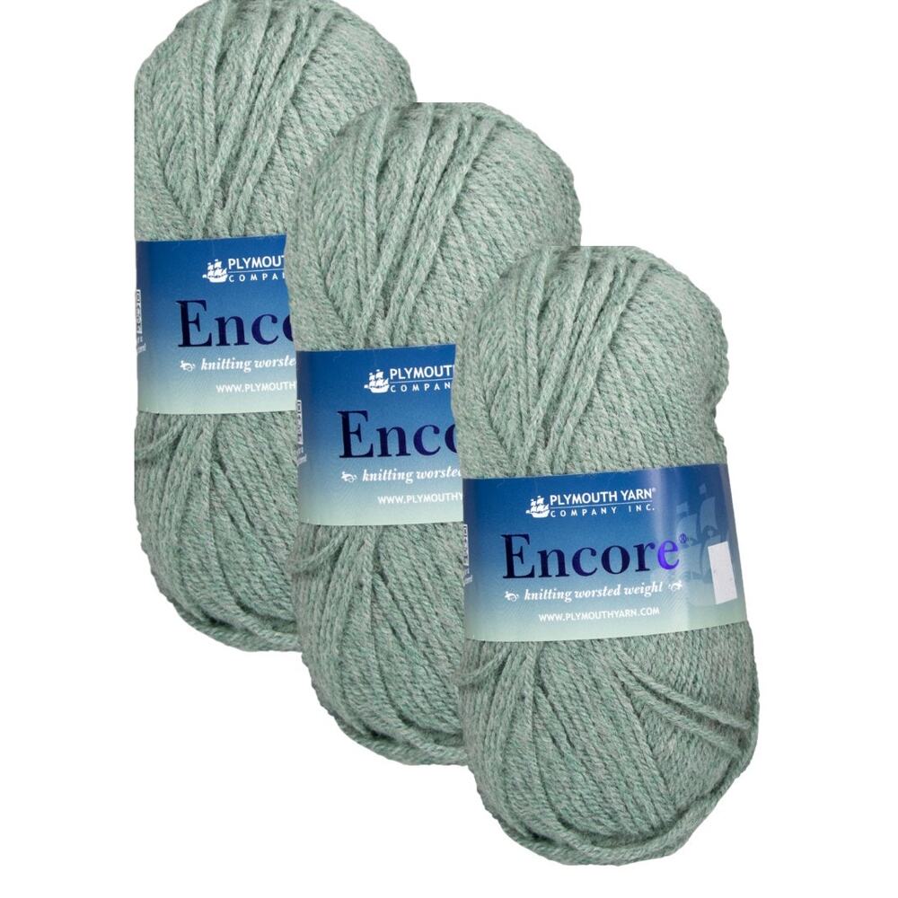 3 Skeins Plymouth Yarns ENCORE CHUNKY Bulky Acrylic Wool |  #678 Green Frost